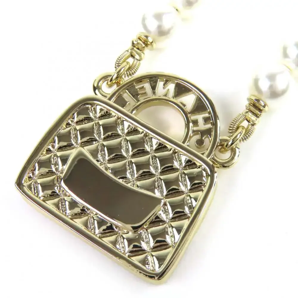 Chanel Cc Logo Pendant Necklace Gold- #250073C12B